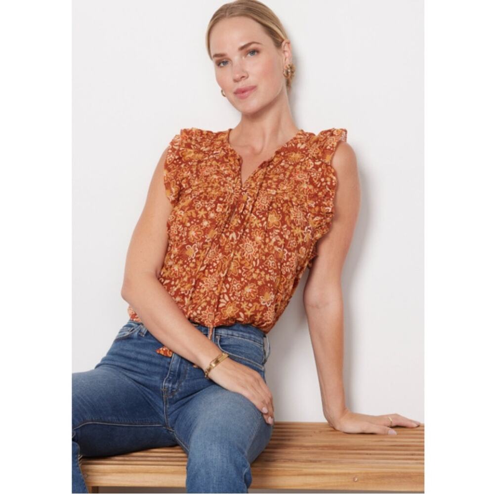 Evereve Sundry Sienna Floral Flutter Sleeve Swing Blouse Size 2 (Medium)